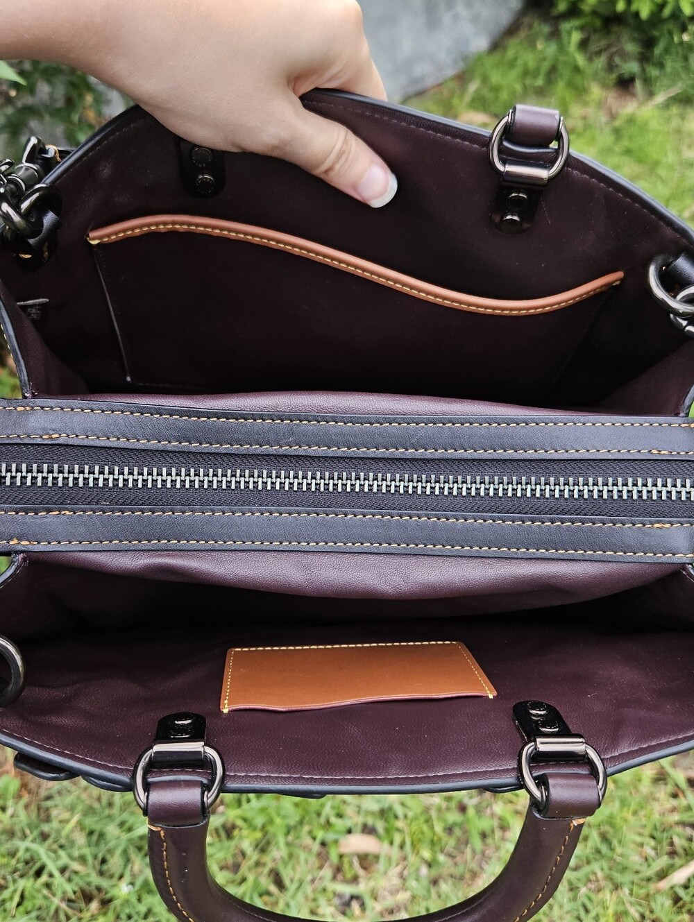 Coach Rogue 30 Tea Rose C8520 Black Multi Colorblock Leather Satchel - Picture 14 of 15